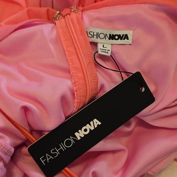 Fashion Nova Zip-Up Pink Mesh Midi Dress - Picture 5 of 6